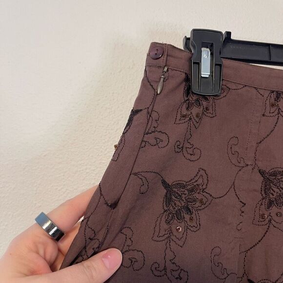 Vintage Dolled Up Brown Embroidered Mini Skirt Size Small - Picture 3 of 8